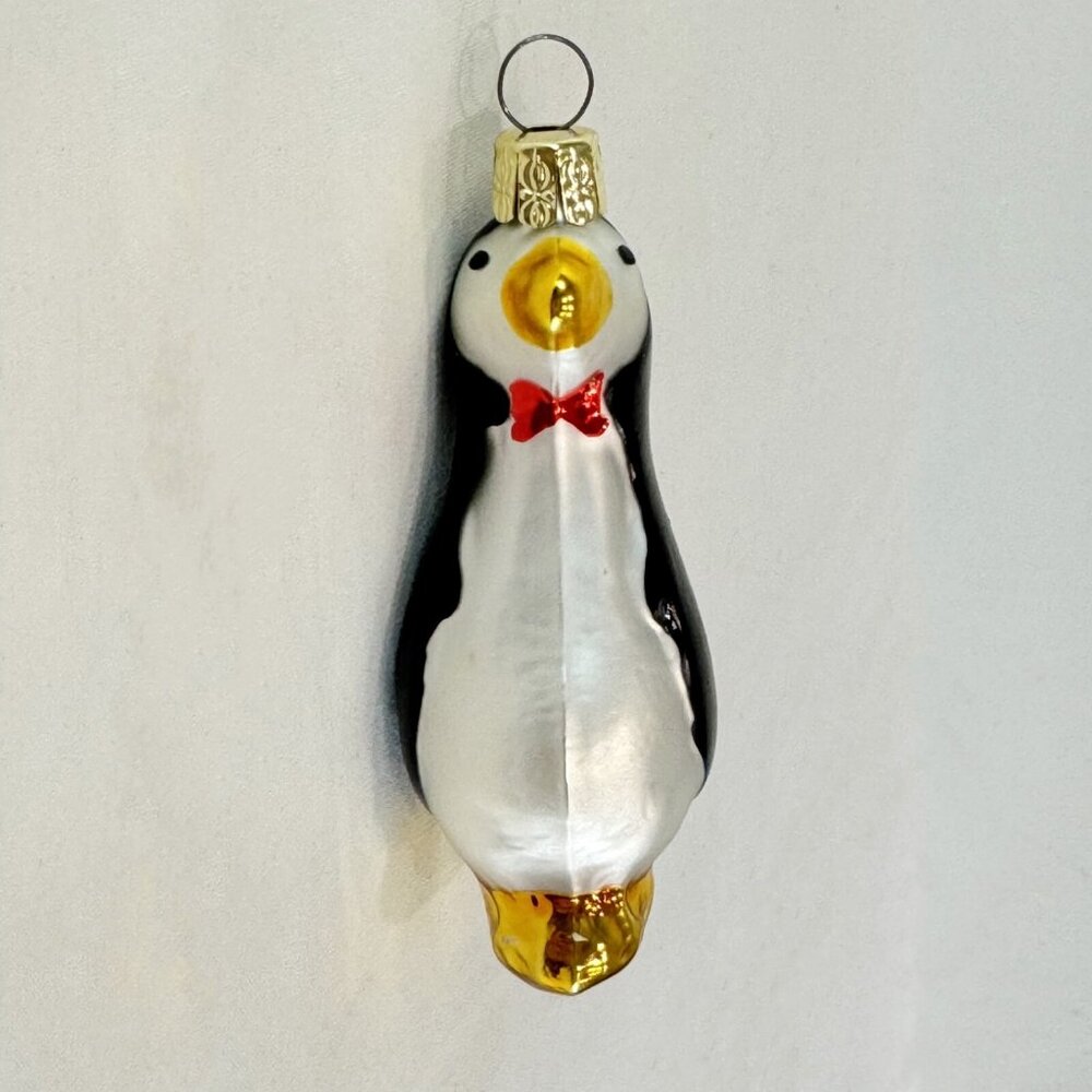 Vintage Penguin Bird With Red Bow Tie Christmas Tree Ornament 3.5"